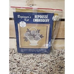 ELSA WILLIAMS BEGINNER KIT Repousse Embroidery Flowers in Basket MISSING NEEDLES